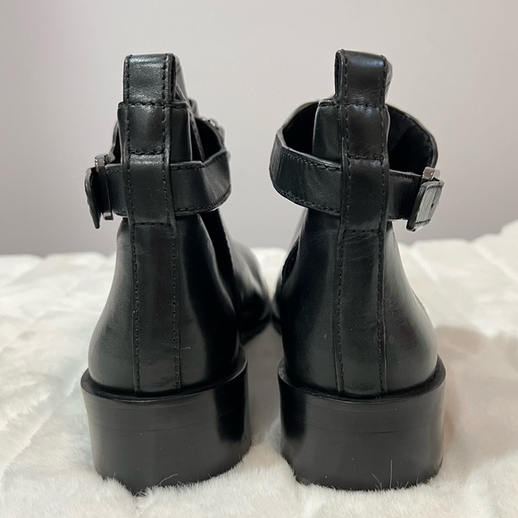 NEW Tory Burch BLOOMFIELD Gunmetal Chain Embellished Black Leather Bootie - Picture 5 of 12